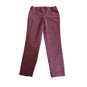 Ellen Tracy Womens Pink & Black Houndstooth Pattern Straight-Leg Pants Size 10